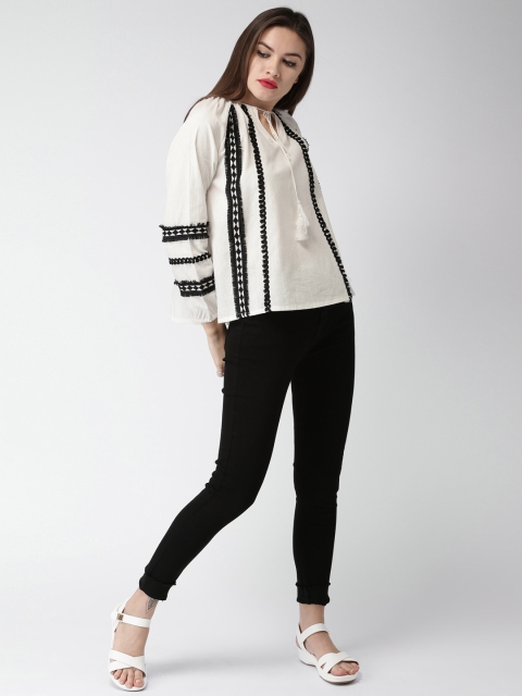 

Mast & Harbour Women White Embroidered Top