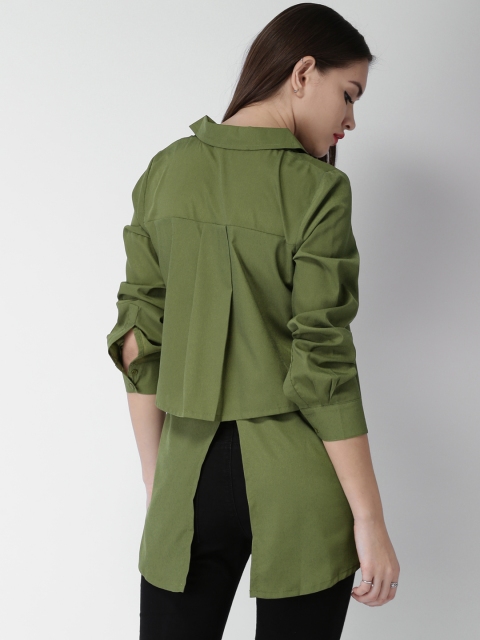

Mast & Harbour Women Olive Green Regular Fit Solid Casual Shirt