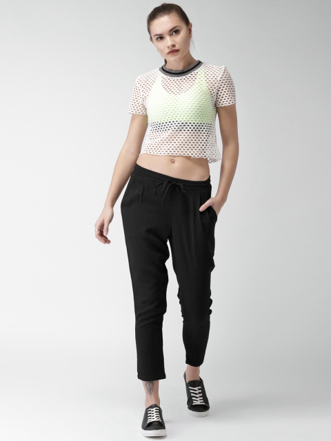 

Mast & Harbour Women Black Regular Fit Solid Regular Trousers
