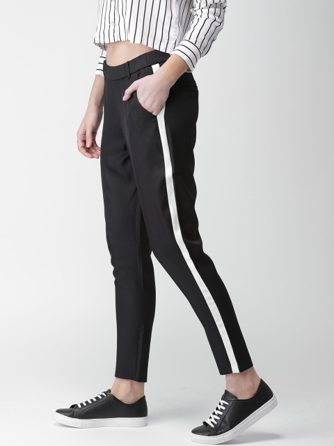 

Mast & Harbour Women Black Regular Fit Solid Regular Trousers