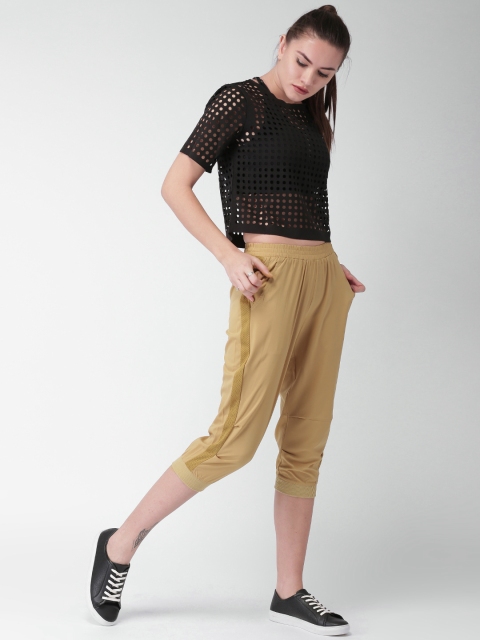 

Mast & Harbour Women Beige Regular Fit Solid Crop Joggers