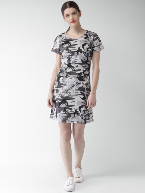 

Mast & Harbour Women Grey Printed A-Line Dress