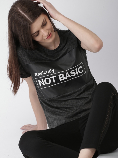 

Mast & Harbour Women Grey Printed Round Neck T-shirt
