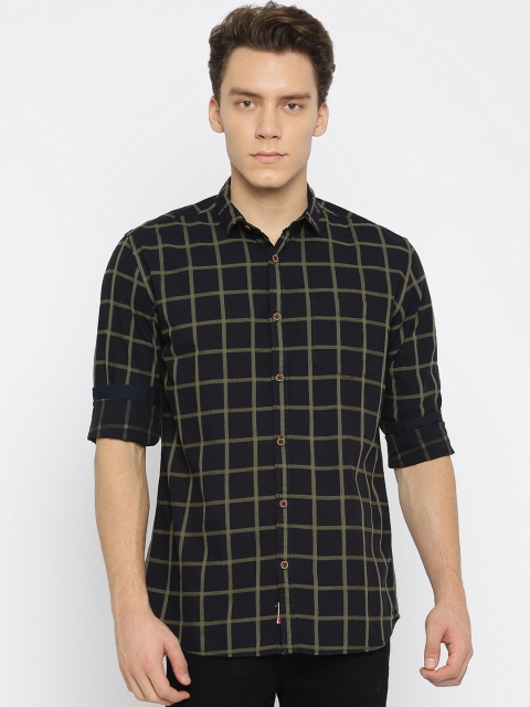 

Nature Casuals Men Black & Green Checked Casual Shirt