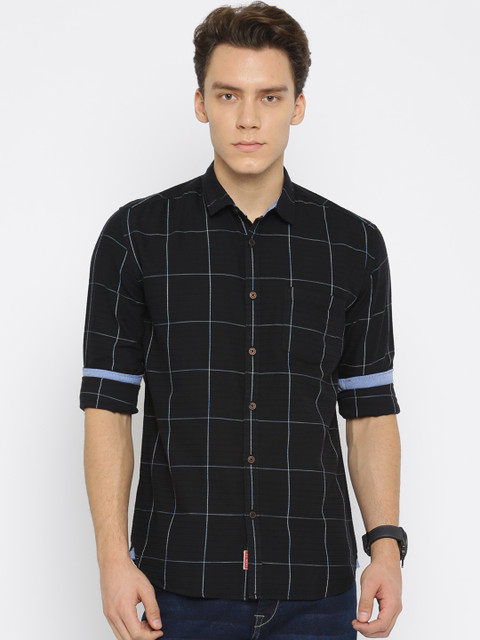 

Nature Casuals Men Black & Blue Checked Casual Shirt