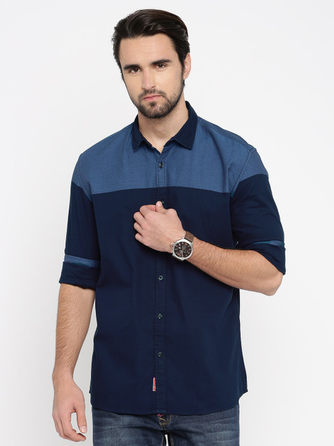 

Nature Casuals Men Blue Slim Fit Solid Casual Shirt
