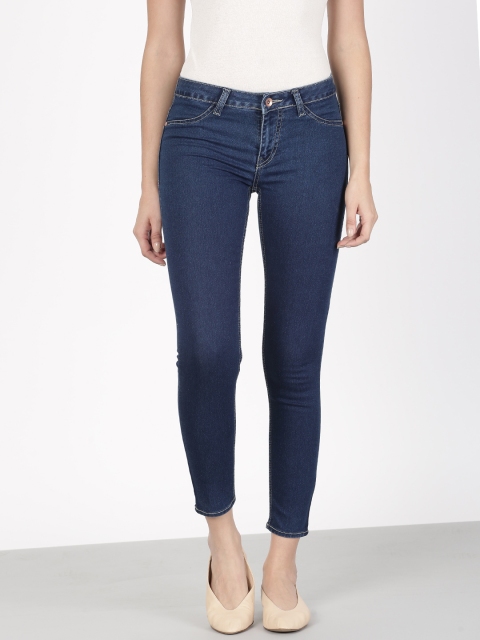 

ether Women Blue Super Skinny Fit Mid-Rise Clean Look Stretchable Jeggings
