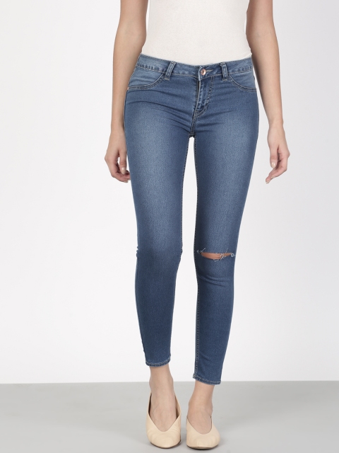 

ether Women Blue Super Skinny Fit Mid-Rise Clean Look Stretchable Jeggings