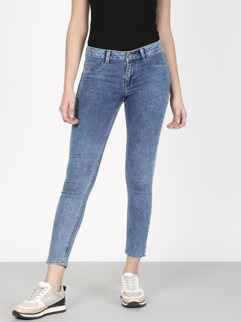 

ether Women Blue Skinny Fit Mid-Rise Acid Wash Stretchable Jeggings