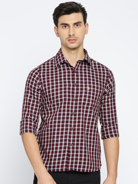 

U.S. Polo Assn. Men Maroon & Off-White Tailored Fit Checked Casual Shirt
