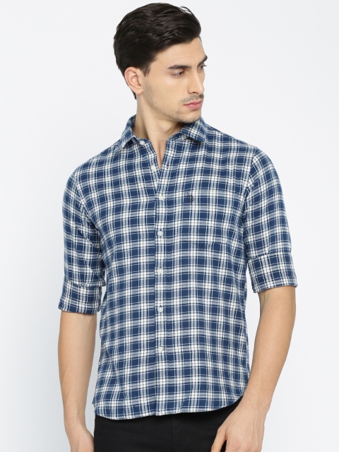 

U.S. Polo Assn. Men Blue & Off-White Tailored Fit Checked Casual Shirt