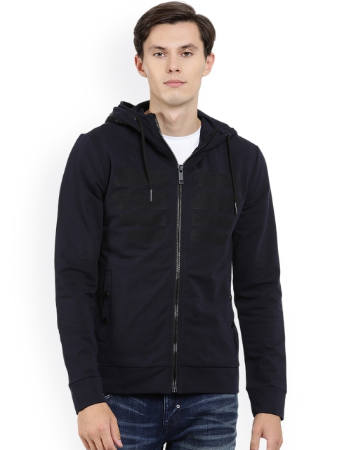 

Antony Morato Men Navy Blue Solid Hooded Front-Open Sweatshirt