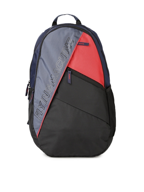 

Flying Machine Men Black & Red Colourblocked Backpack