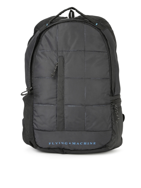 

Flying Machine Men Black Brand Logo Backpack