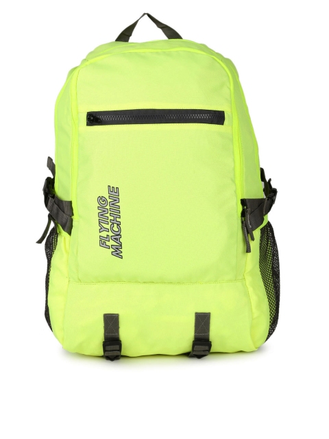 

Flying Machine Men Fluorescent Green Brand Logo Backpack