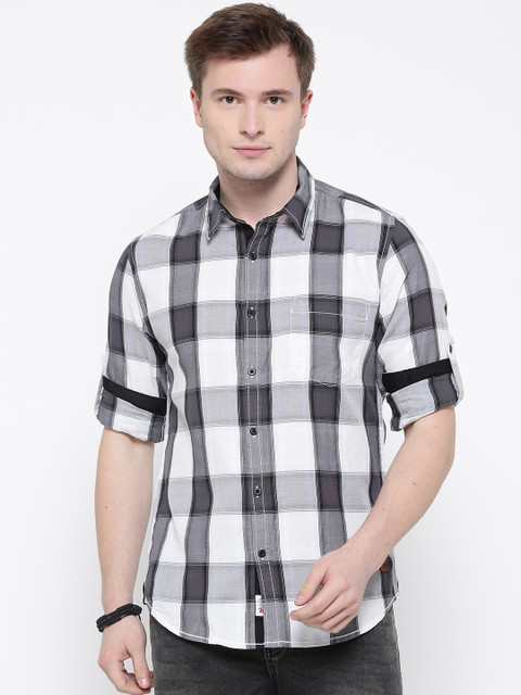 

Roadster Men White & Grey Checked Casual Shirt