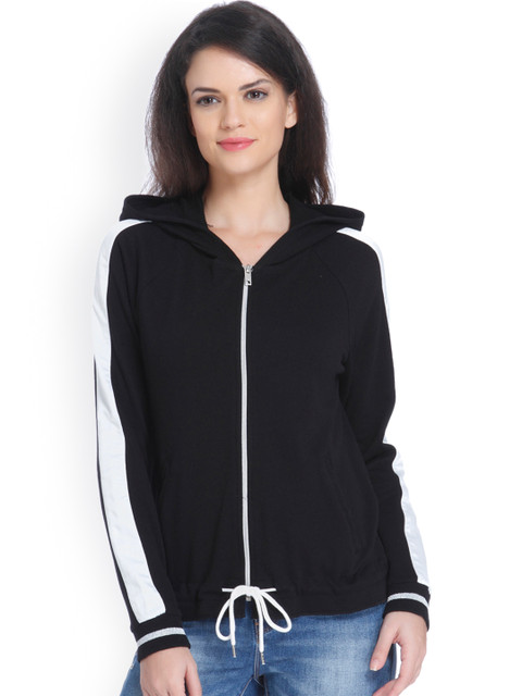 

ONLY Women Black Solid Hooded Sweatshirt