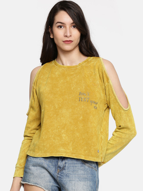 

ONLY Women Yellow Solid Top