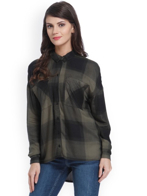 

ONLY Women Olive & Black Checked Shirt