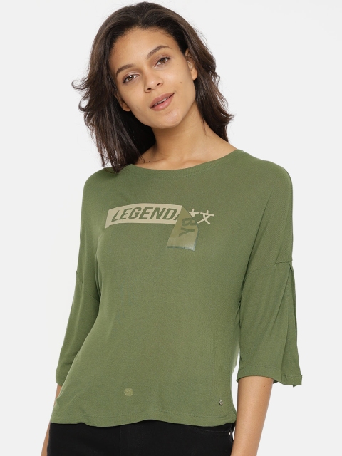 

ONLY Women Olive Green Printed Top