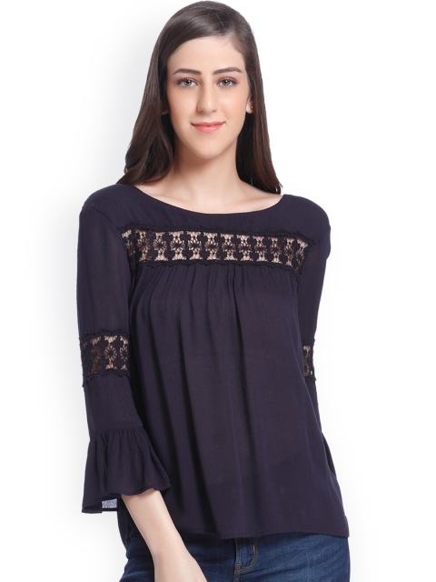 

ONLY Women Blue Solid Top, Navy blue