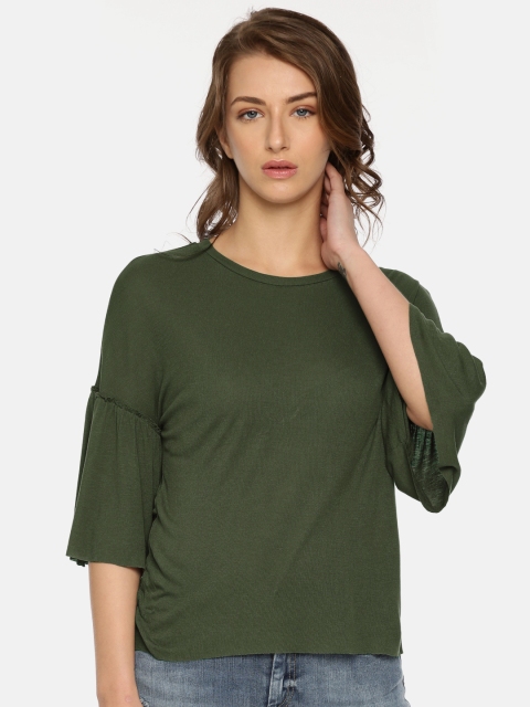 

ONLY Women Olive Green Solid Top