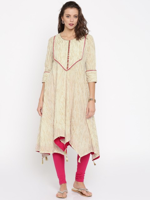 

Jashn Women Off-White Printed Asymmetric A-Line Kurta