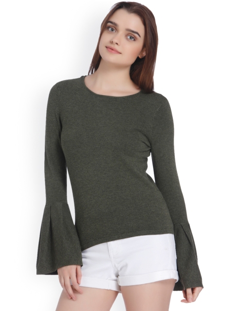 

Vero Moda Women Olive Green Solid Pullover Sweater