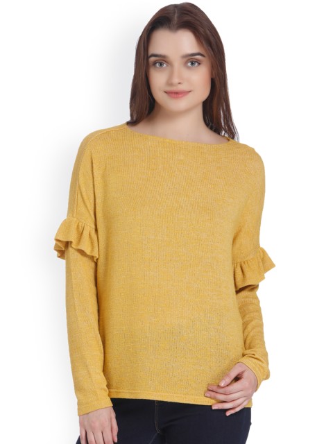 

Vero Moda Women Mustard Yellow Solid Pullover