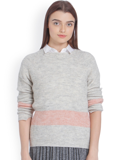 

Vero Moda Women Grey Melange Self-Design Pullover Sweater
