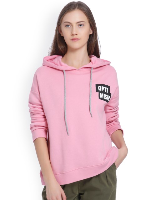 

Vero Moda Women Pink Solid Hooded Sweatshirt
