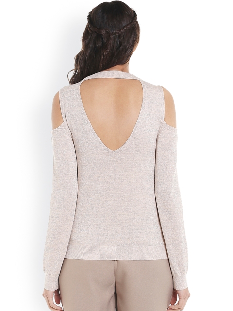 

Vero Moda Women Beige Self-Design Pullover Sweater