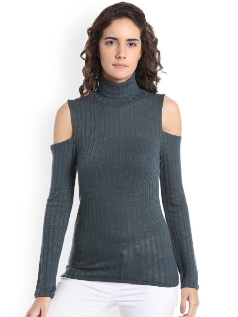 

Vero Moda Women Green Solid Cold-Shoulder Top