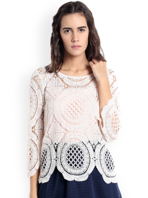 

Vero Moda Women Off-White Lace Top