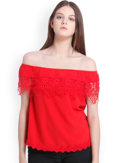 

Vero Moda Women Red Solid Bardot Top