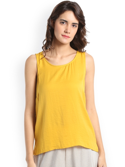 

Vero Moda Women Yellow Solid High-Low Top