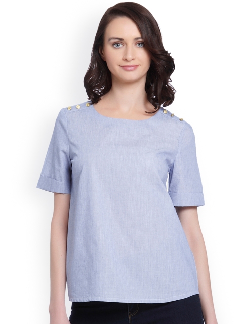 

Vero Moda Women Blue & White Striped Top