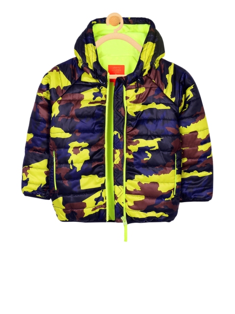 

Cherry Crumble Unisex Blue Printed Puffer Jacket