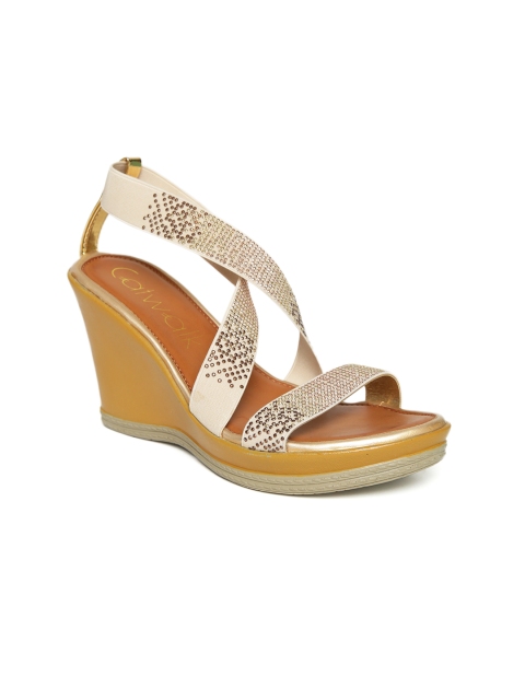 

Catwalk Women Beige & Gold-Toned Embellished Wedges