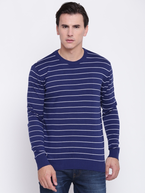 

Pepe Jeans Men Blue & White Striped Pullover