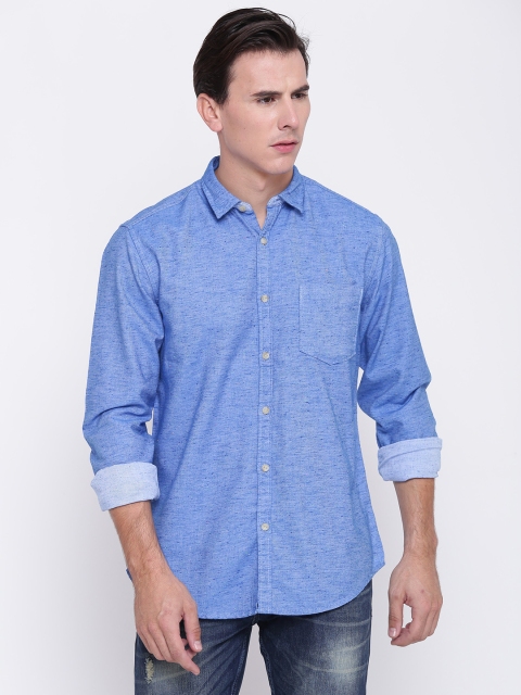 

Pepe Jeans Men Blue Regular Fit Flecked Effect Casual Shirt