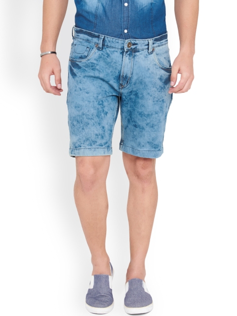 

IVOC Men Blue Washed Slim Fit Denim Shorts