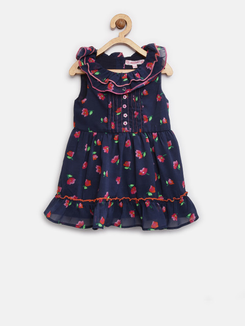 

Nauti Nati Girls Navy Blue Floral Print Fit and Flare Dress