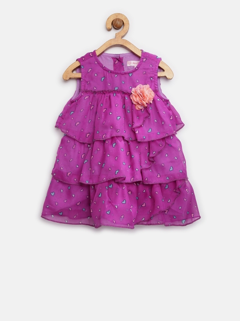

Nauti Nati Girls Purple Layered Printed A-Line Dress