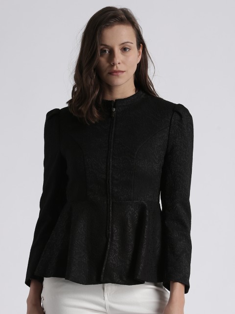 

Splash Women Black Self Design Tailored Jacket
