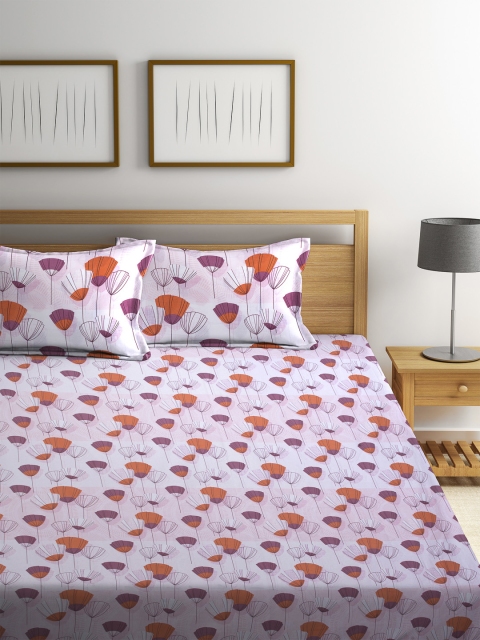 

Bombay Dyeing Off-White & Purple 140 TC Double King Bedsheet with 2 Pillow Covers