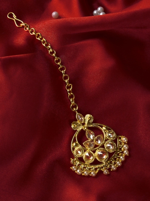

Rubans Gold-Toned CZ Studded Handcrafted Maang Tikka