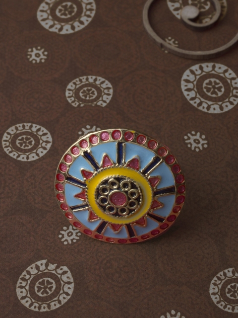 

Rubans Multicoloured Enamel Hand Painted Cocktail Ring, Multi