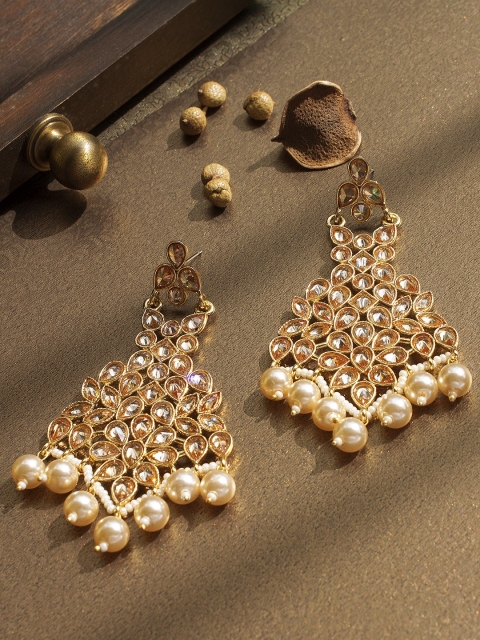 

Rubans Gold-Toned Contemporary Drop Earrings