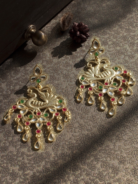 

Rubans Gold-Toned & White Quirky Drop Earrings